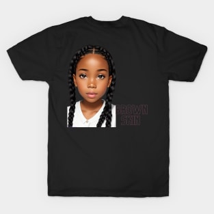 Brown Skin Braid Kids T-Shirt